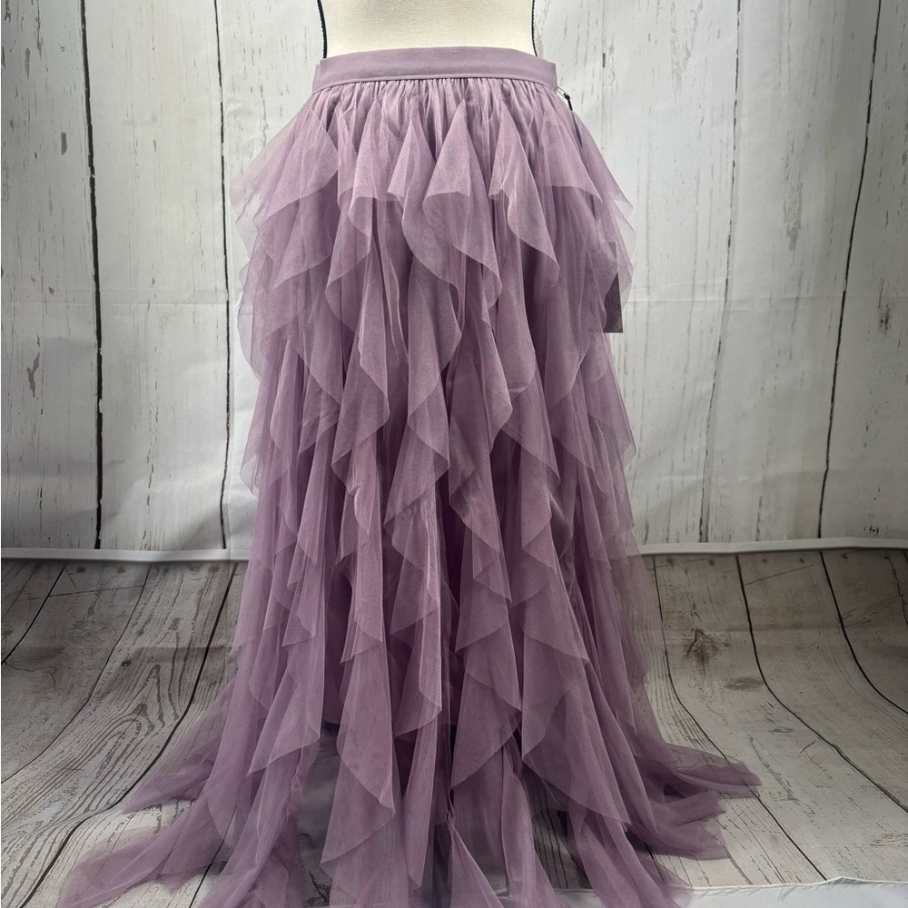 Soho Apparel Lavender Tiered Tulle Maxi Skirt - Picture 5 of 8